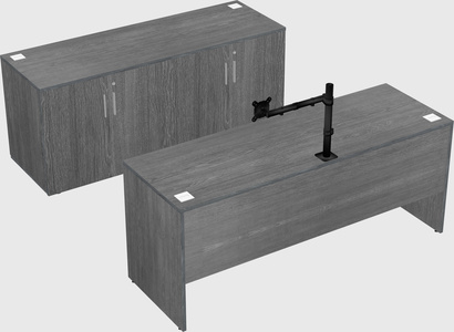 Parallel desk with credenza