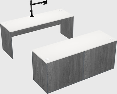 Parallel desk with credenza