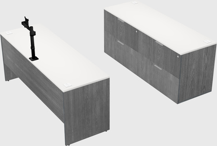 Parallel desk with credenza