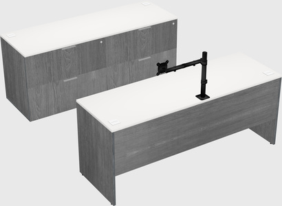 Parallel desk with credenza