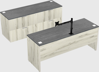 Parallel desk with credenza