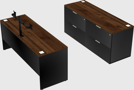 Parallel desk with credenza