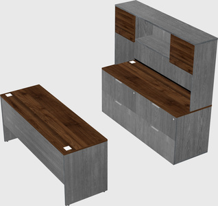 Parallel desk with credenza