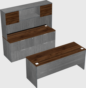 Parallel desk with credenza