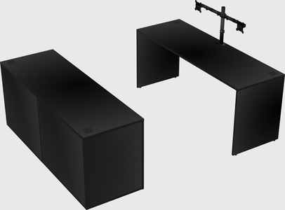 Parallel desk with credenza