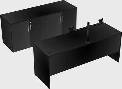 Parallel desk with credenza