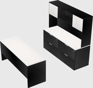 Parallel desk with credenza