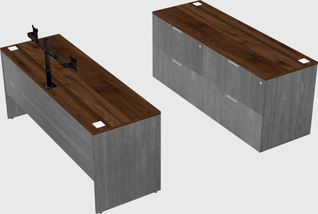 Parallel desk with credenza
