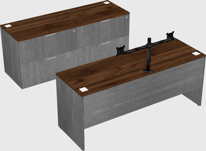 Parallel desk with credenza