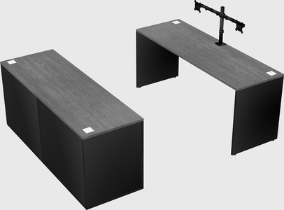 Parallel desk with credenza