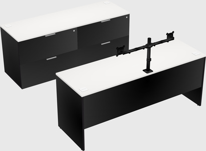 Parallel desk with credenza