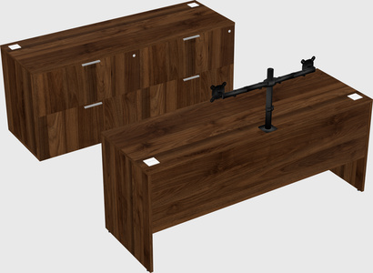 Parallel desk with credenza