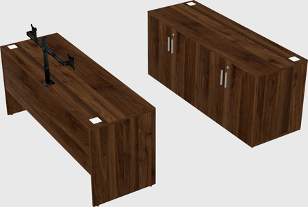 Parallel desk with credenza