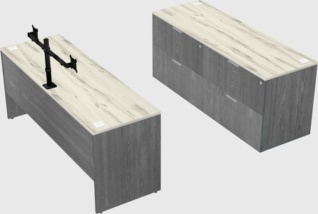 Parallel desk with credenza