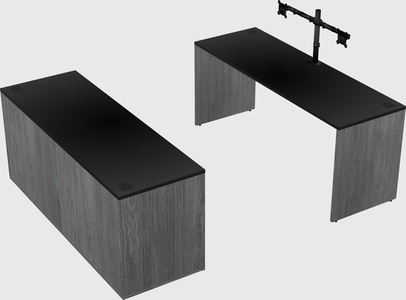 Parallel desk with credenza
