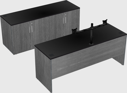 Parallel desk with credenza