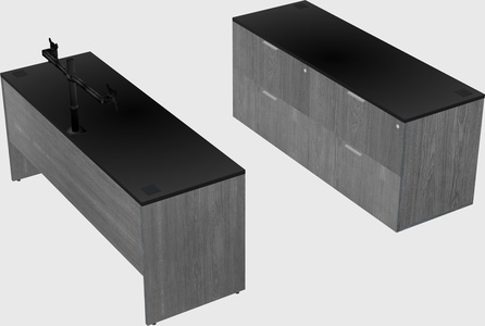 Parallel desk with credenza