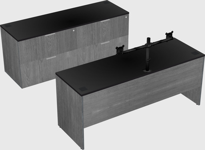 Parallel desk with credenza