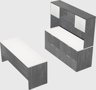 Parallel desk with credenza