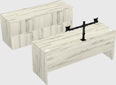 Parallel desk with credenza