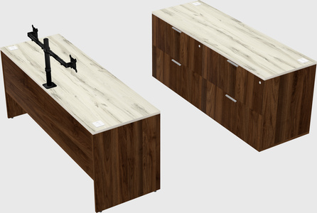 Parallel desk with credenza