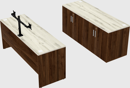 Parallel desk with credenza