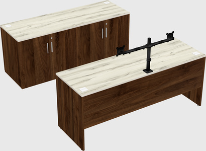 Parallel desk with credenza