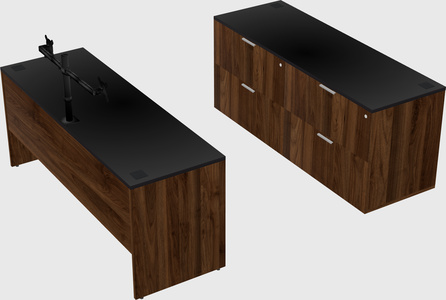 Parallel desk with credenza