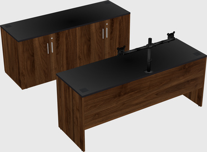 Parallel desk with credenza