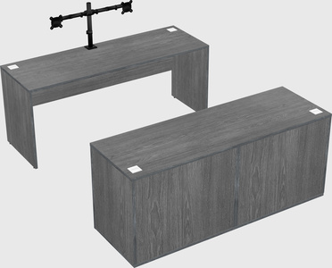 Parallel desk with credenza