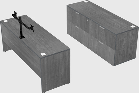 Parallel desk with credenza