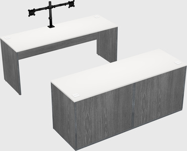 Parallel desk with credenza
