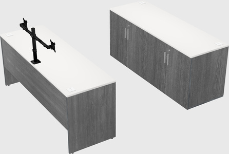 Parallel desk with credenza