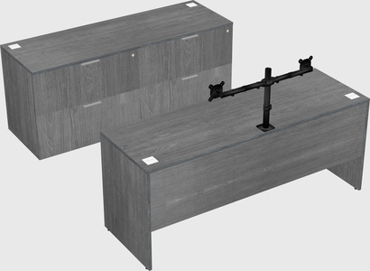 Parallel desk with credenza