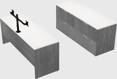 Parallel desk with credenza