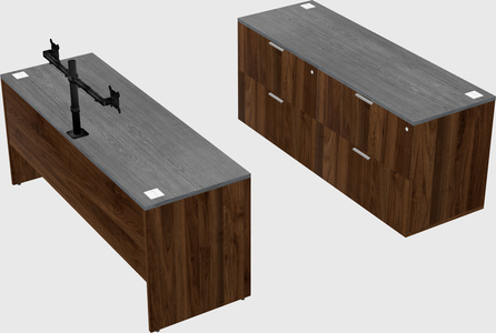 Parallel desk with credenza