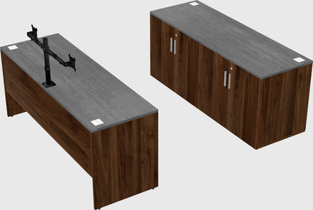 Parallel desk with credenza