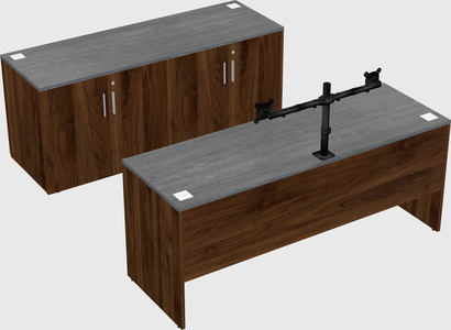 Parallel desk with credenza