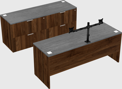 Parallel desk with credenza