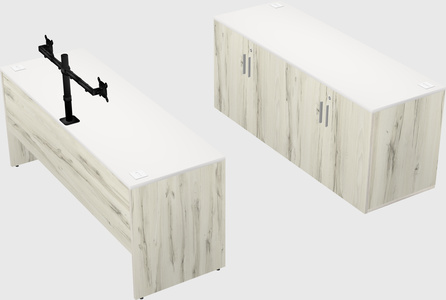 Parallel desk with credenza