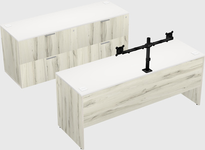 Parallel desk with credenza