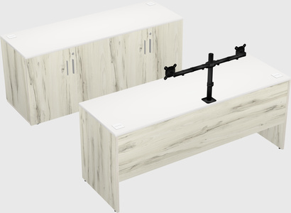 Parallel desk with credenza