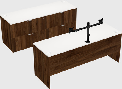 Parallel desk with credenza