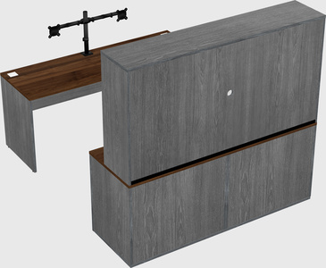 Parallel desk with credenza