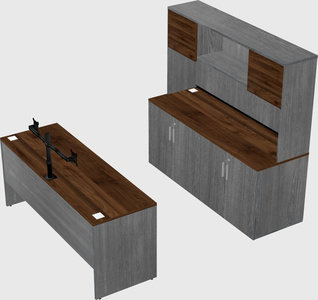 Parallel desk with credenza