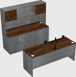 Parallel desk with credenza