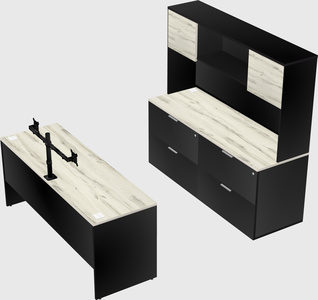 Parallel desk with credenza