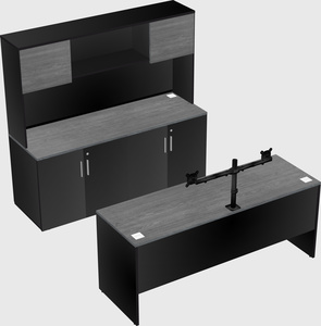 Parallel desk with credenza