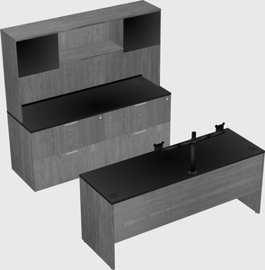 Parallel desk with credenza
