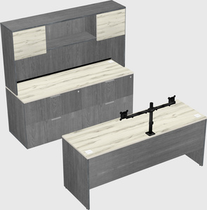 Parallel desk with credenza